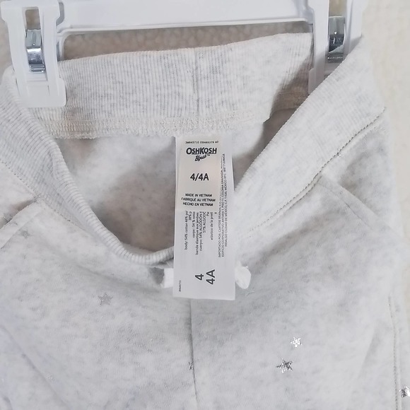 Oshkosh Fleece Lined Jogger Girls Size 4 in Heather Grey w/ Silver‎ Stars - Picture 11 of 12